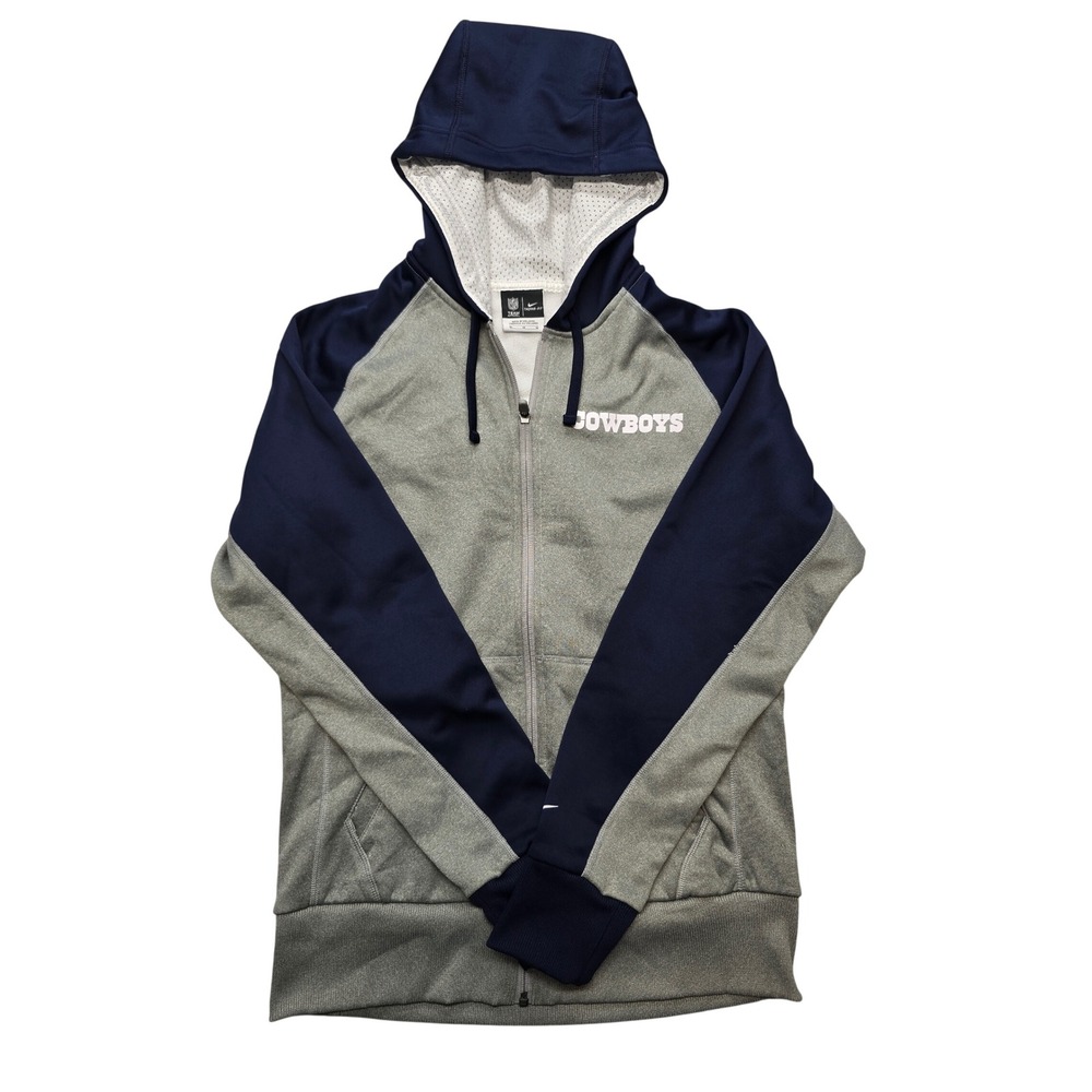 Nike Dallas Cowboys Hoodie Mens Medium Gray Navy Therma-FIT Full Zip NFL Jacket
